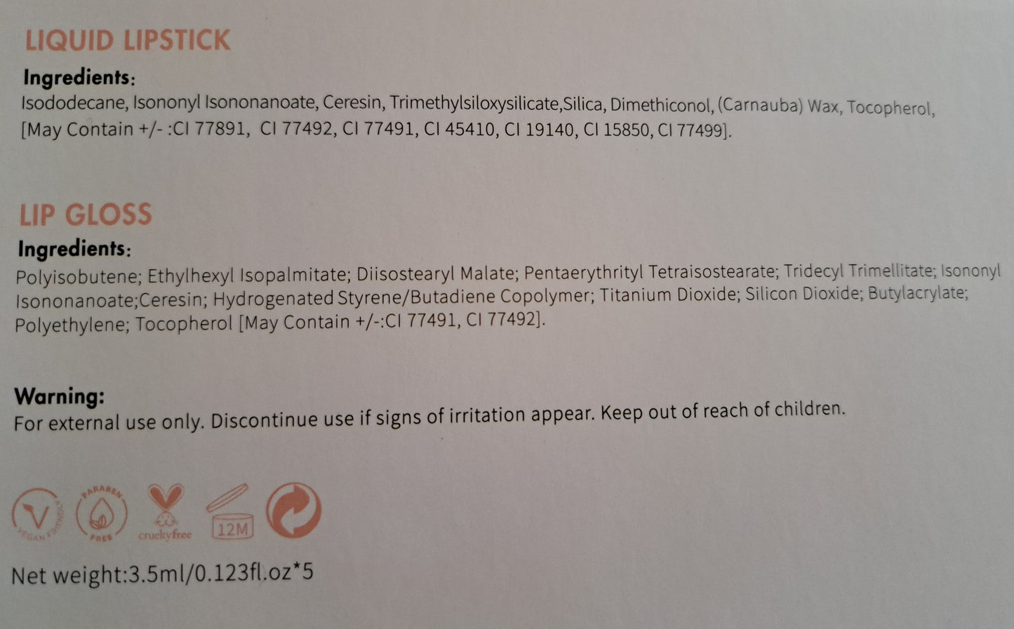 Beauty and Selfcare ACY. 5-set lipproduct